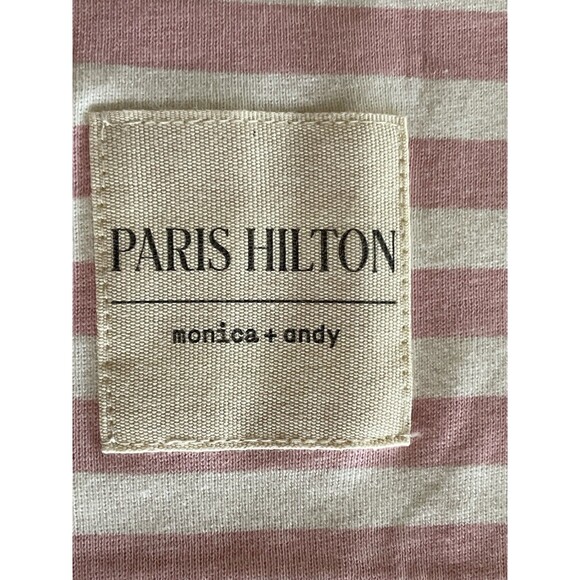 Paris Hilton Monica + Andy Burp Cloth 100% Organic Cotton Pink / White Stripe - Picture 6 of 10
